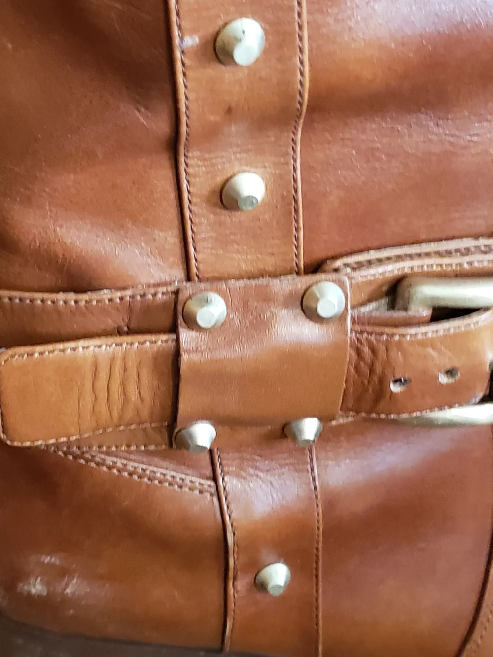 Michael Kors Cognac Tall Knee Buckle & Stud Boots